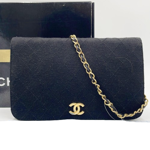 Original/Auth Chanel - Mini Full Flap Baumwoll - Schwarz mit Box/Dust Bag