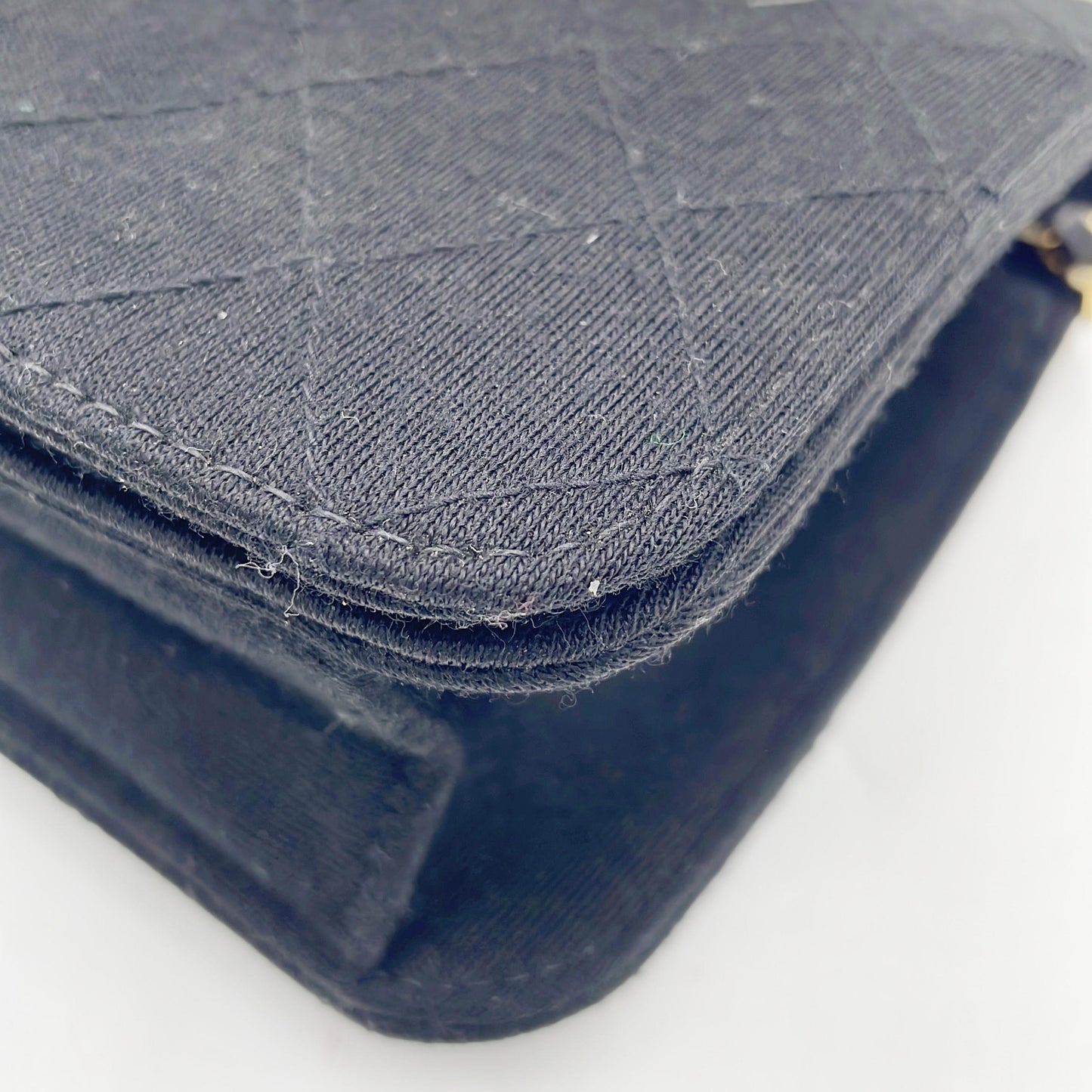 Original/Auth Chanel - Mini Full Flap Baumwoll - Schwarz mit Box/Dust Bag