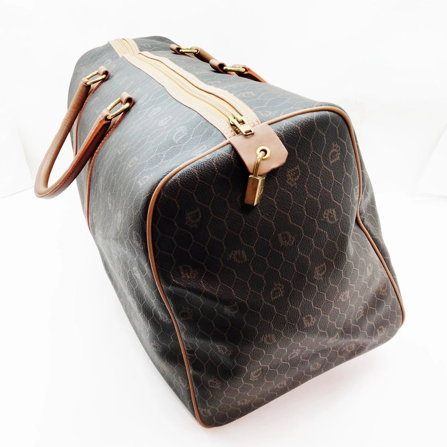 Original/Auth Christian Dior - Boston Bag Vintage - Canvas mit Leder