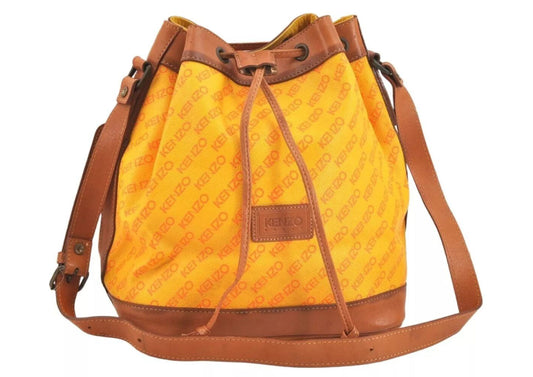 Original/Auth KENZO - Kordelzug Tasche Vintage - Klassisch - Logo Muster