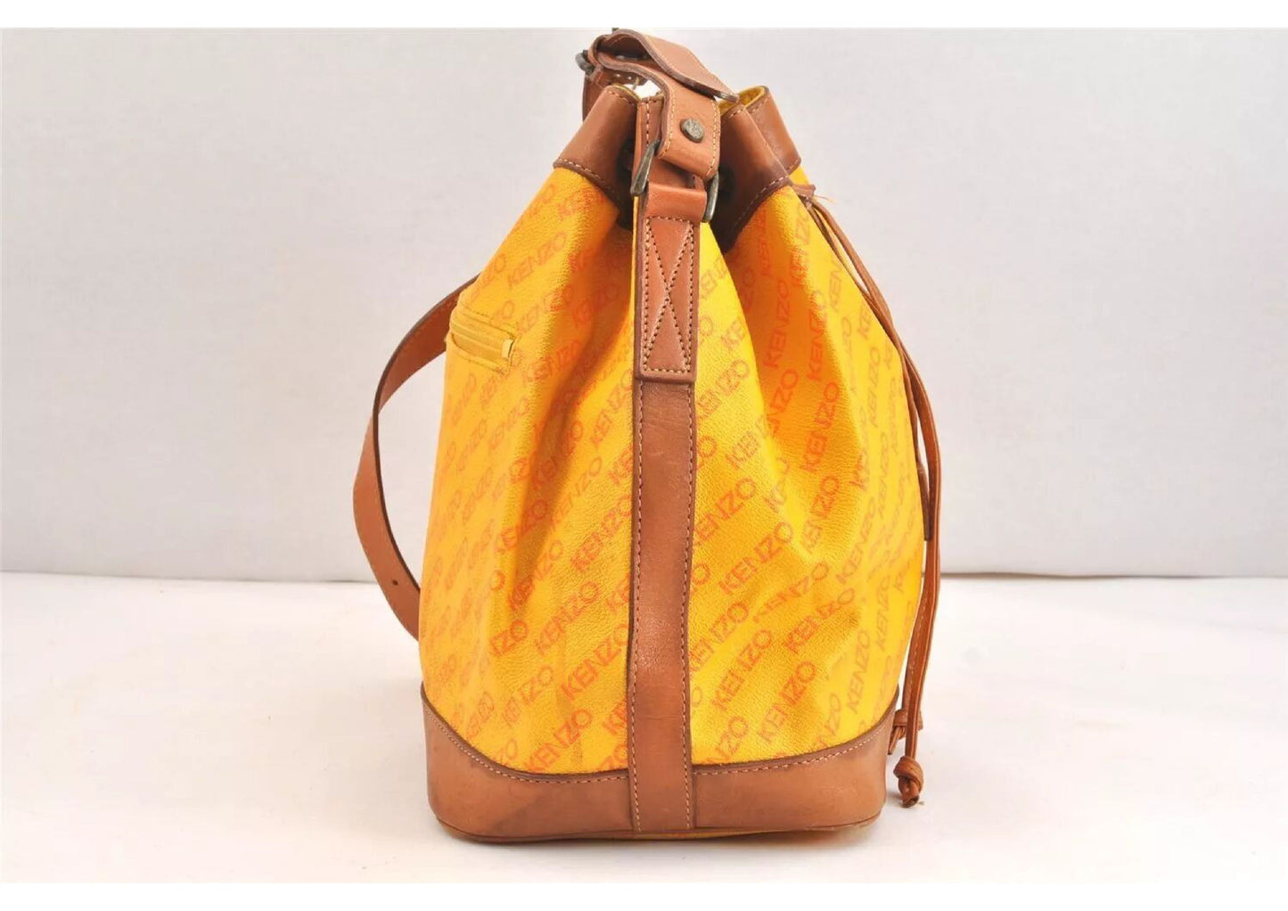 Original/Auth KENZO - Kordelzug Tasche Vintage - Klassisch - Logo Muster