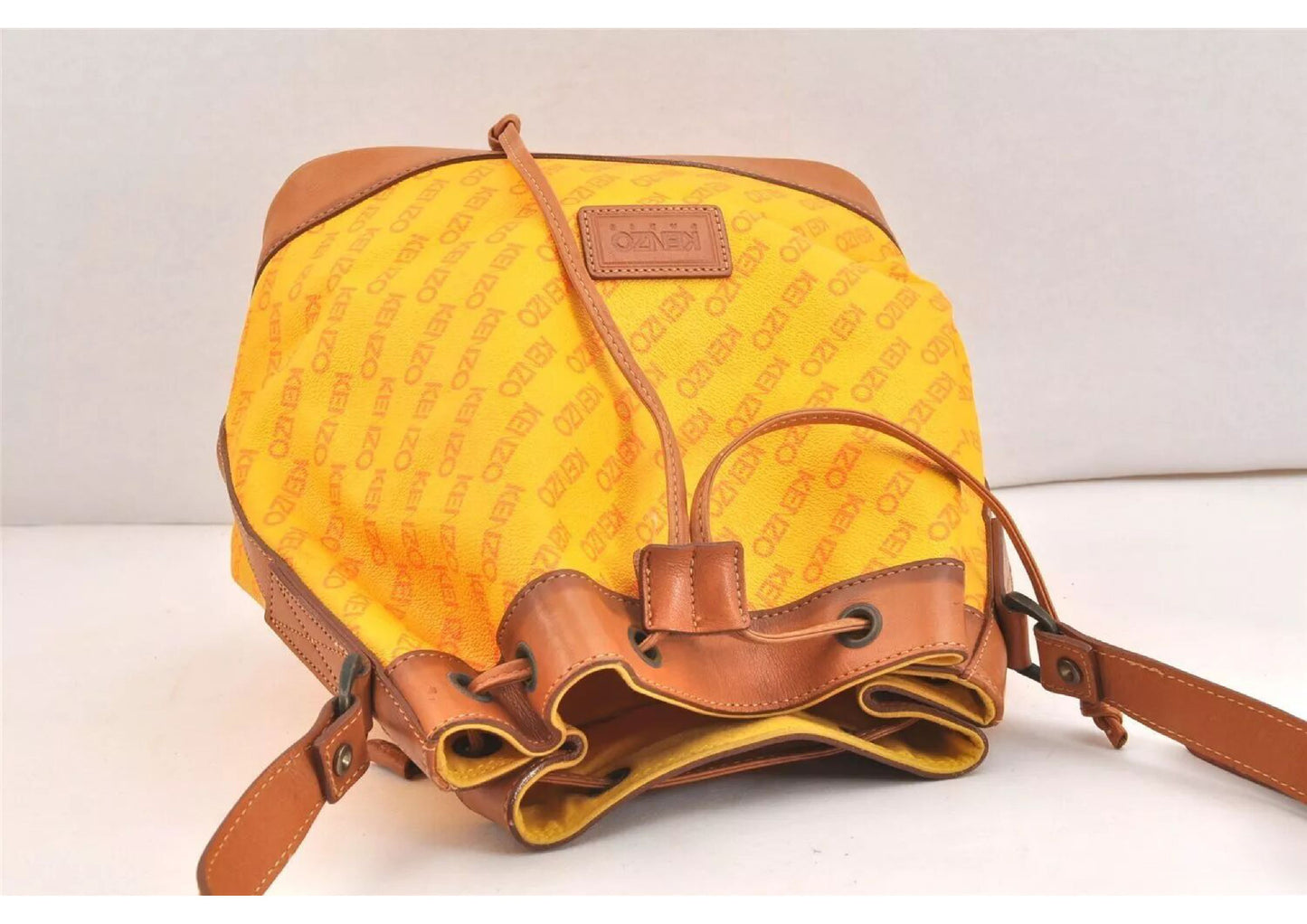 Original/Auth KENZO - Kordelzug Tasche Vintage - Klassisch - Logo Muster