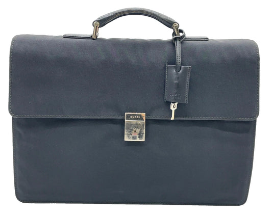 Original/Auth Gucci - Aktentasche / Document Case - Nylon/Leder - Schwarz