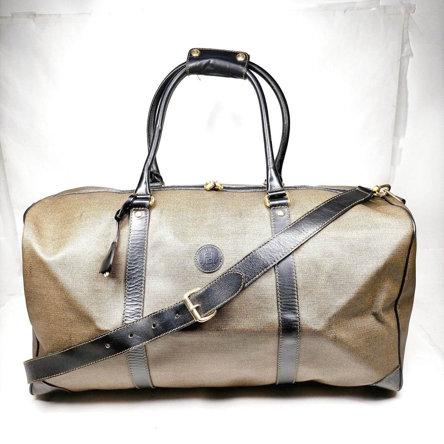 Original/Auth Fendi - Boston Bag 50 Schultergurt - Braun - Canvas / Leder