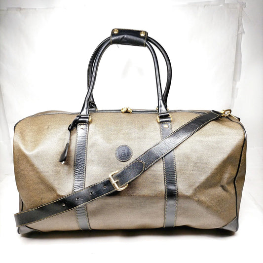 Original/Auth Fendi - Boston Bag 50 Schultergurt - Braun - Canvas / Leder