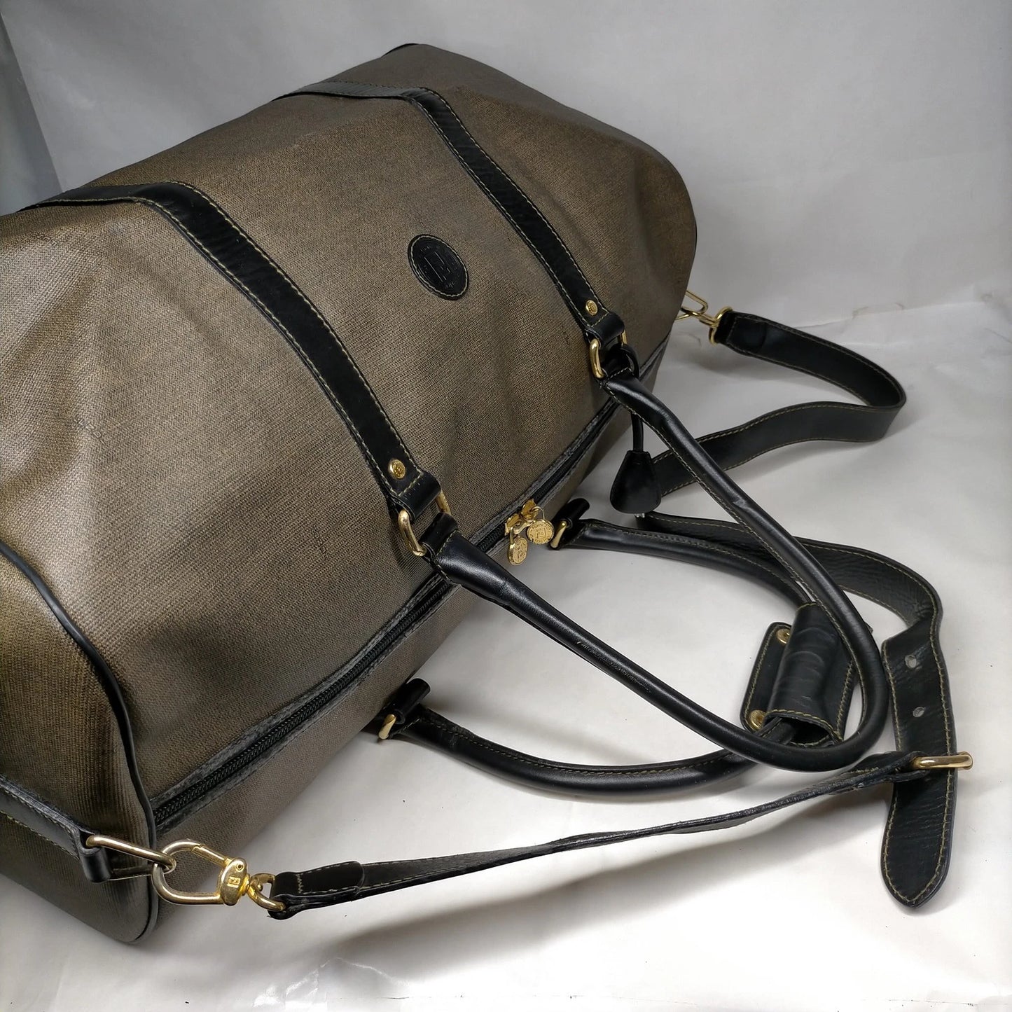 Original/Auth Fendi - Boston Bag 50 Schultergurt - Braun - Canvas / Leder