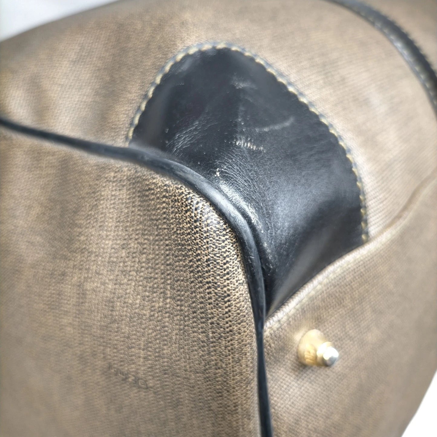 Original/Auth Fendi - Boston Bag 50 Schultergurt - Braun - Canvas / Leder