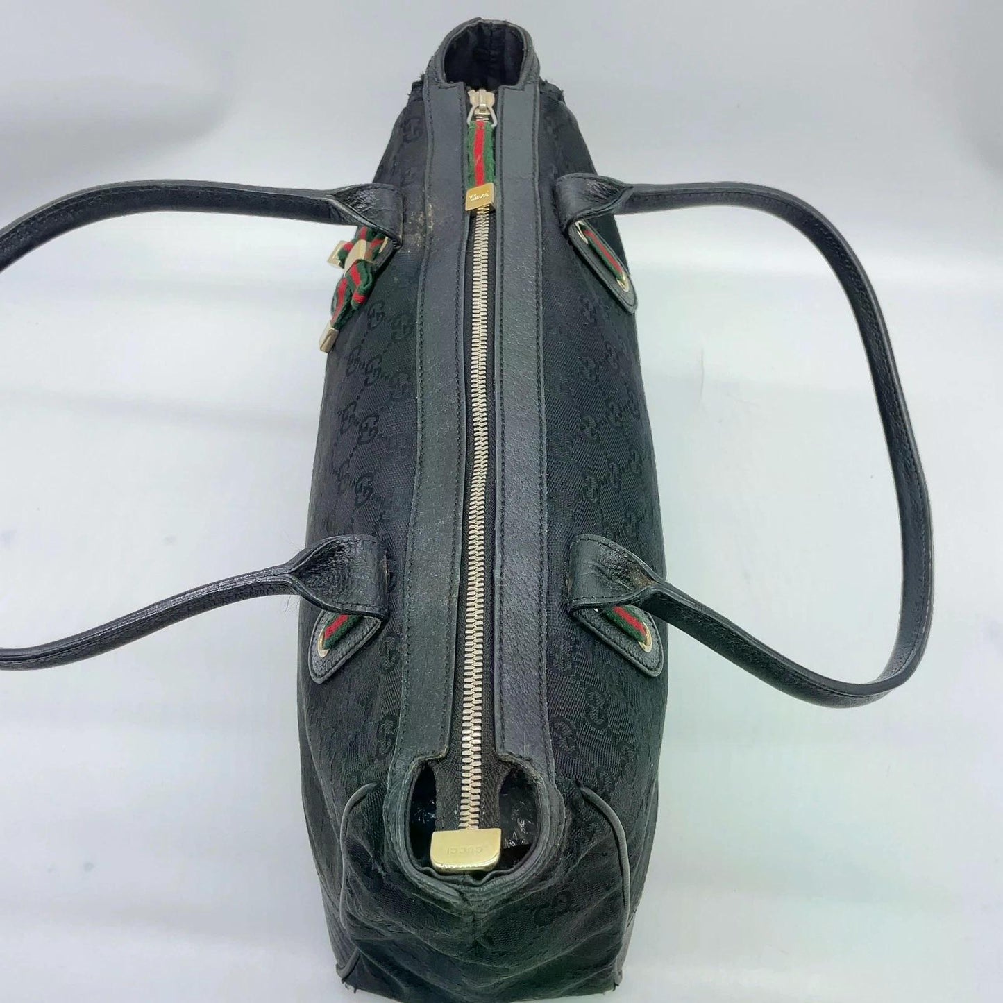 Original/Auth Gucci - Princess Tote Bag - Sherry Line GG Canvas/Leder - Schwarz