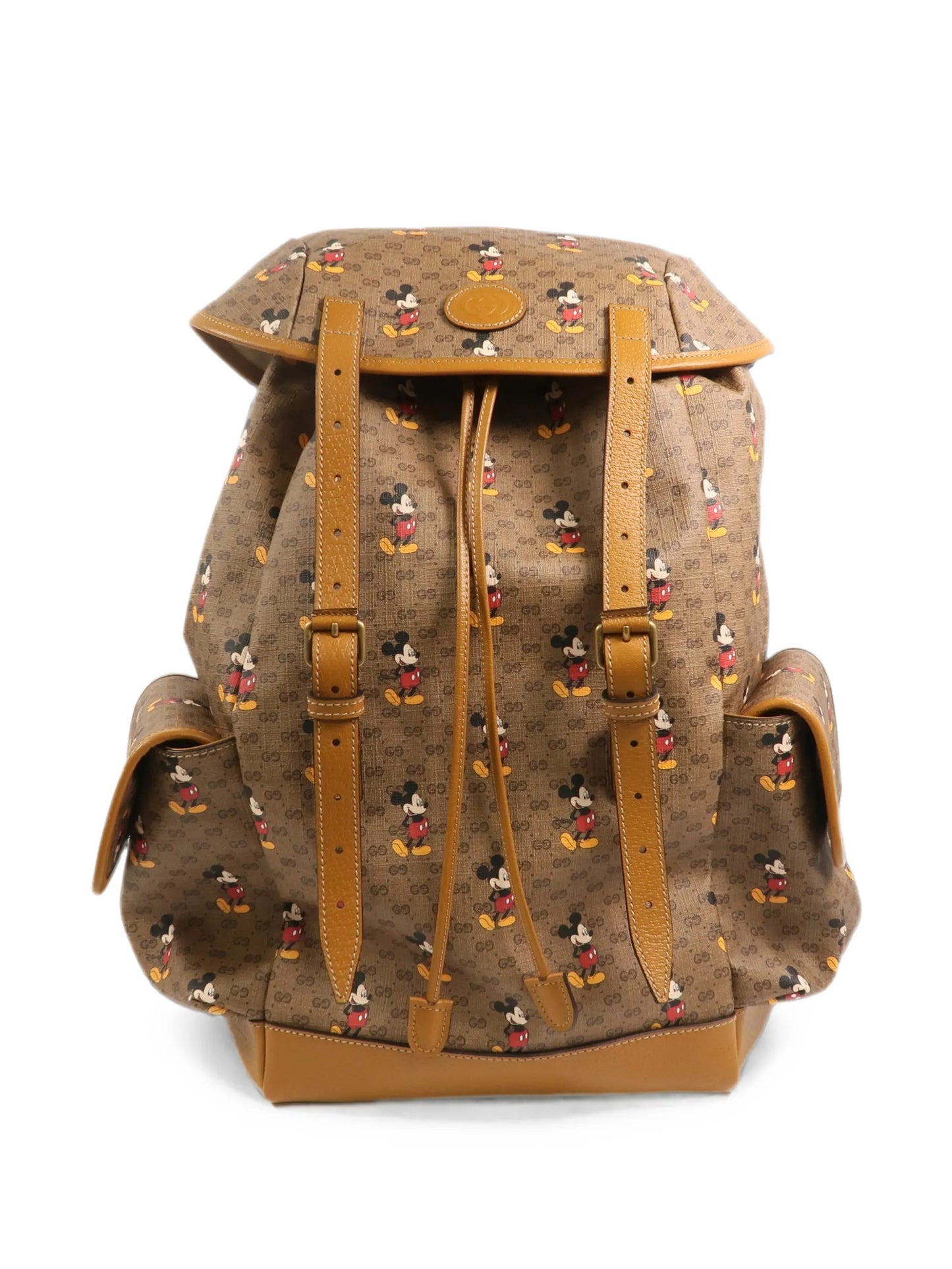 Original/Auth Gucci - Disney x Gucci GG Supreme Mickey Print Rucksack - Braun Leder Canvas