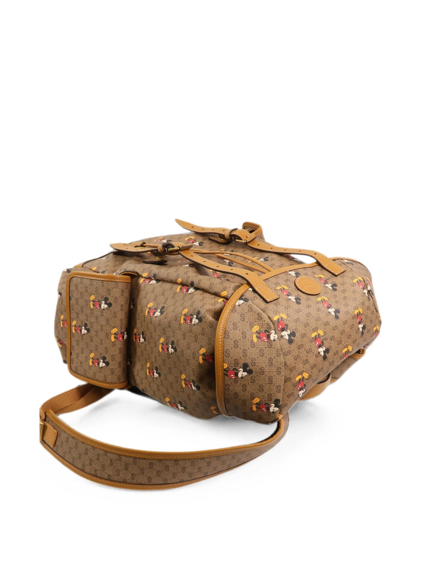 Original/Auth Gucci - Disney x Gucci GG Supreme Mickey Print Rucksack - Braun Leder Canvas