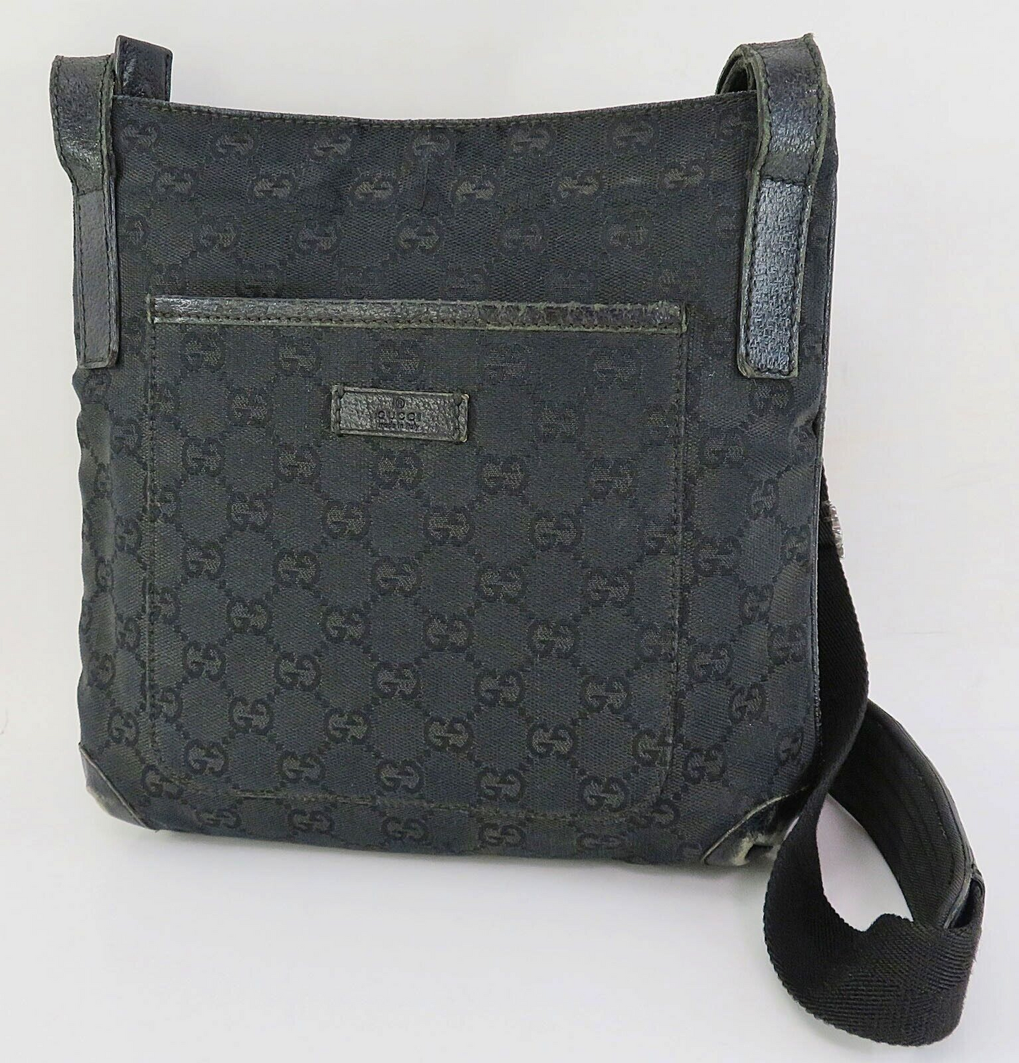 Original/Auth Gucci - Umhängetasche - Klassisch - GG Canvas mit Leder - Schwarz