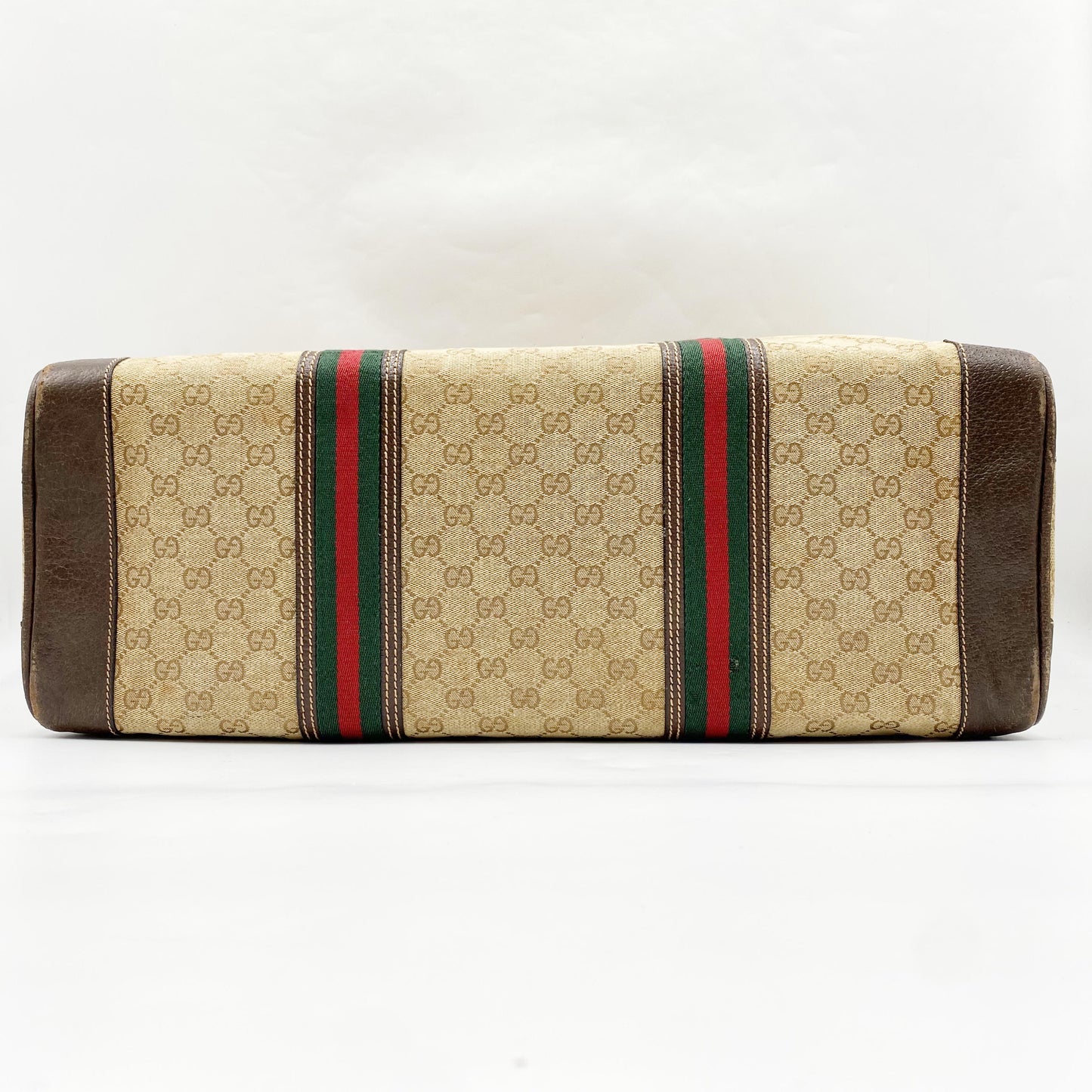 Original/Auth Gucci - Boston Bag 70er Jahre - Klassisch - GG Canvas Sherry Line Leder