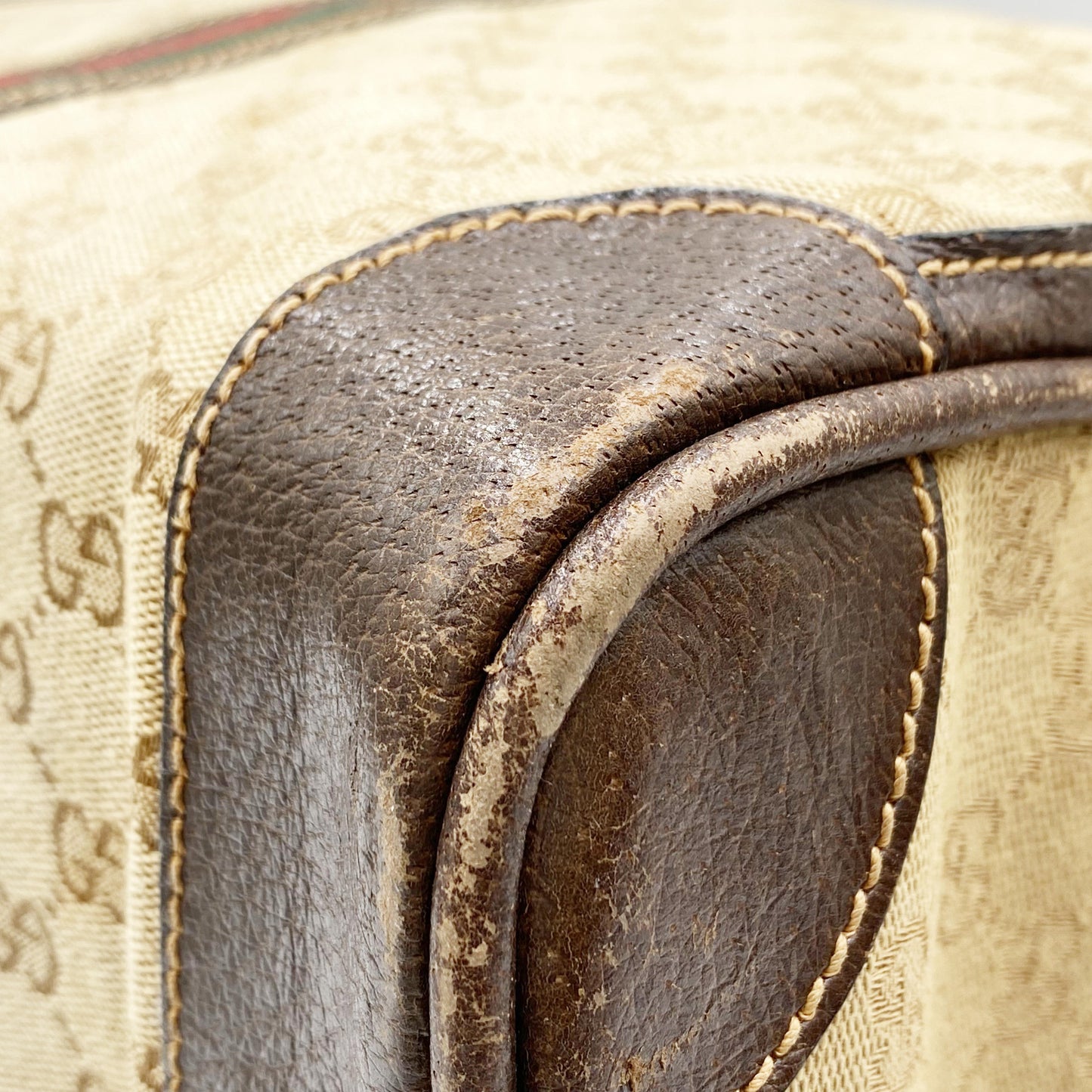 Original/Auth Gucci - Boston Bag 70er Jahre - Klassisch - GG Canvas Sherry Line Leder