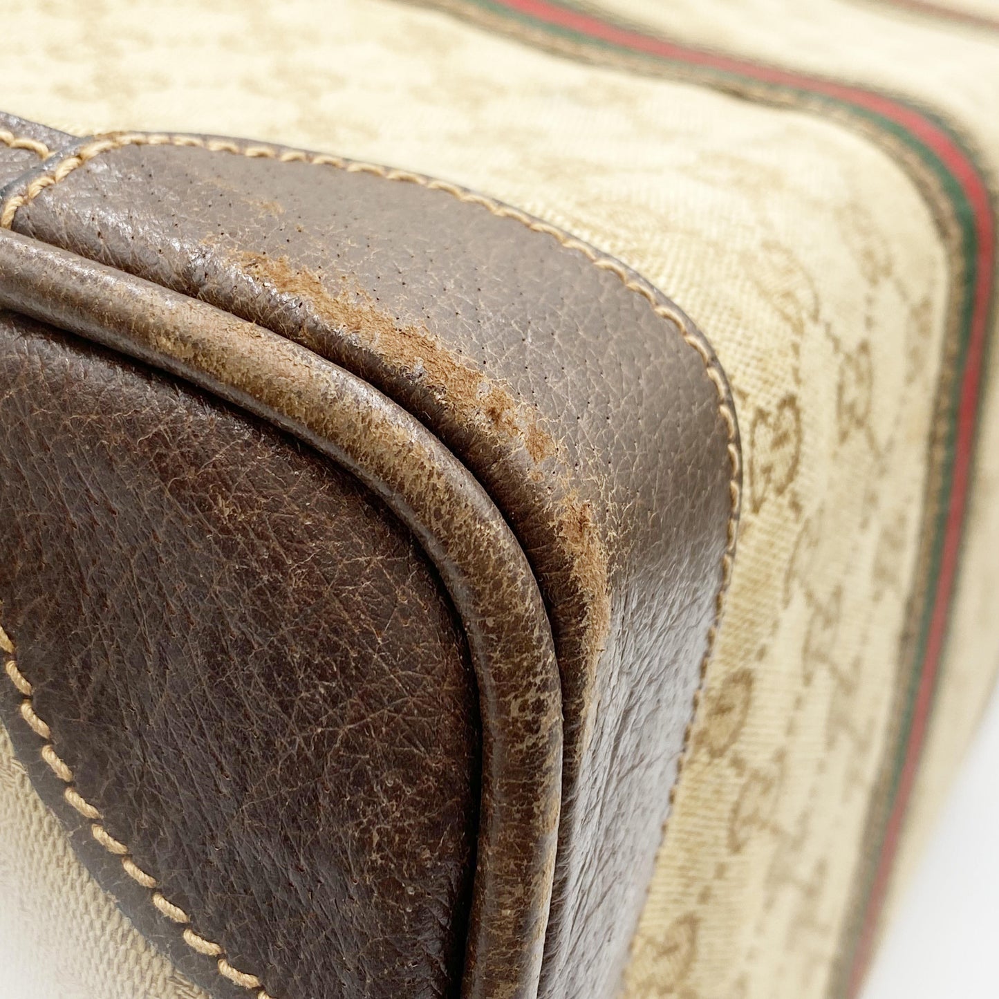 Original/Auth Gucci - Boston Bag 70er Jahre - Klassisch - GG Canvas Sherry Line Leder