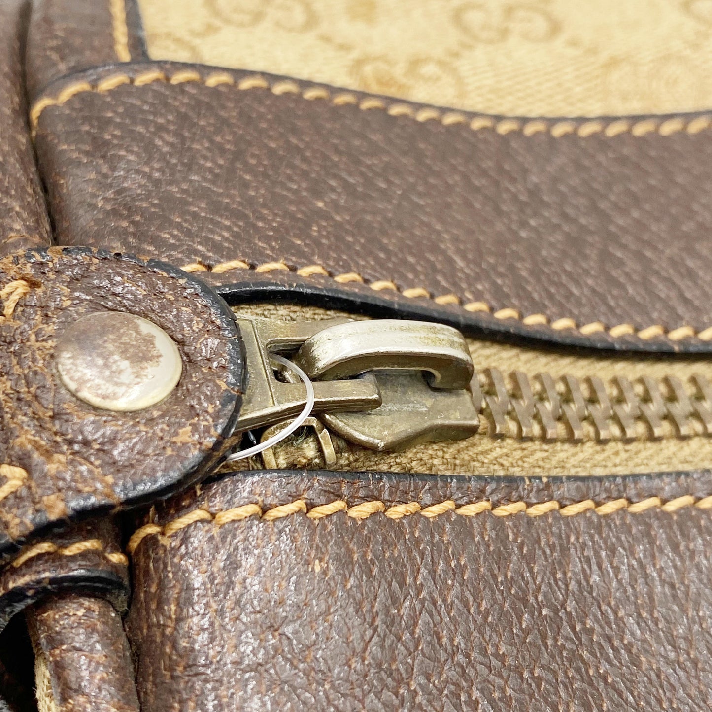 Original/Auth Gucci - Boston Bag 70er Jahre - Klassisch - GG Canvas Sherry Line Leder