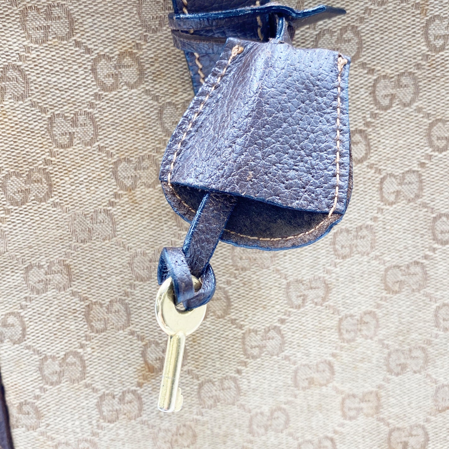Original/Auth Gucci - Boston Bag 70er Jahre - Klassisch - GG Canvas Sherry Line Leder