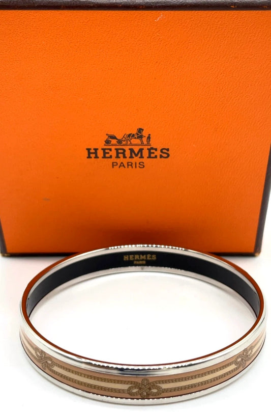 Original/Auth Hermes - Enamel Muster Armreif mit Box - 19 cm