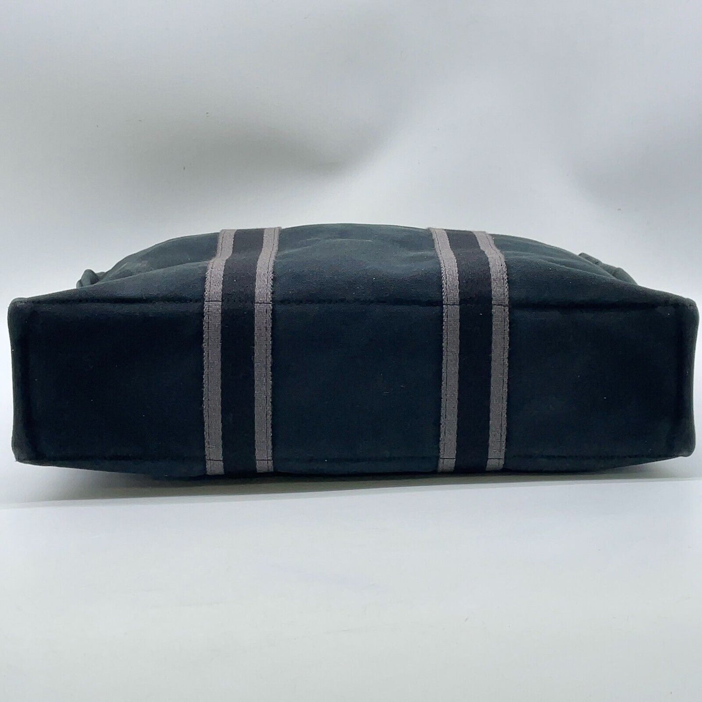 Original/Auth Hermès - Vintage Tote Bag Tasche - Baumwolle - Schwarz / Grau