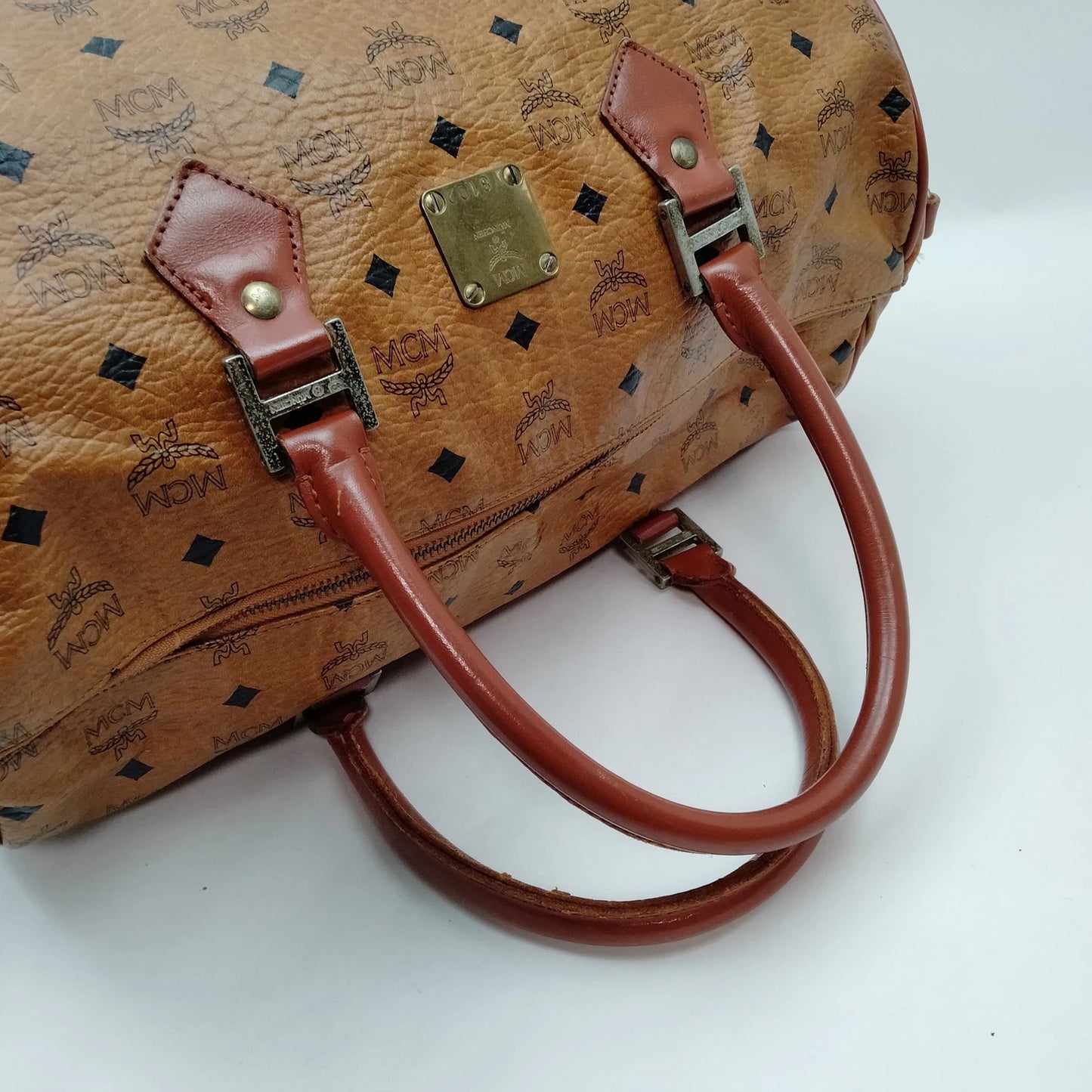 Original/Auth MCM - Vintage Boston Bag 40 - Monogramm Canvas mit Leder