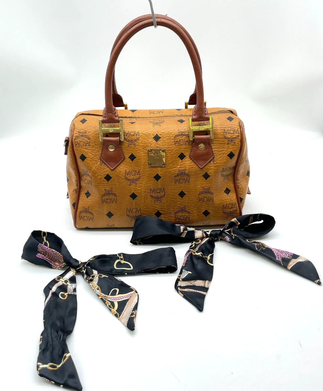 Original/Auth MCM - Vintage Visetos Boston Bag 25 - Monogramm Canvas mit Leder