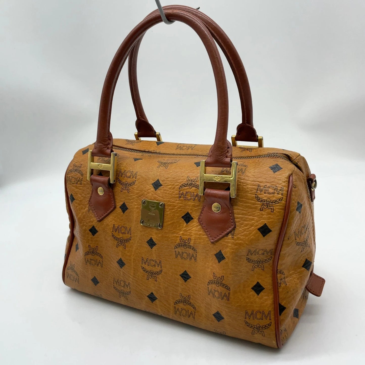 Original/Auth MCM - Vintage Visetos Boston Bag 25 - Monogramm Canvas mit Leder
