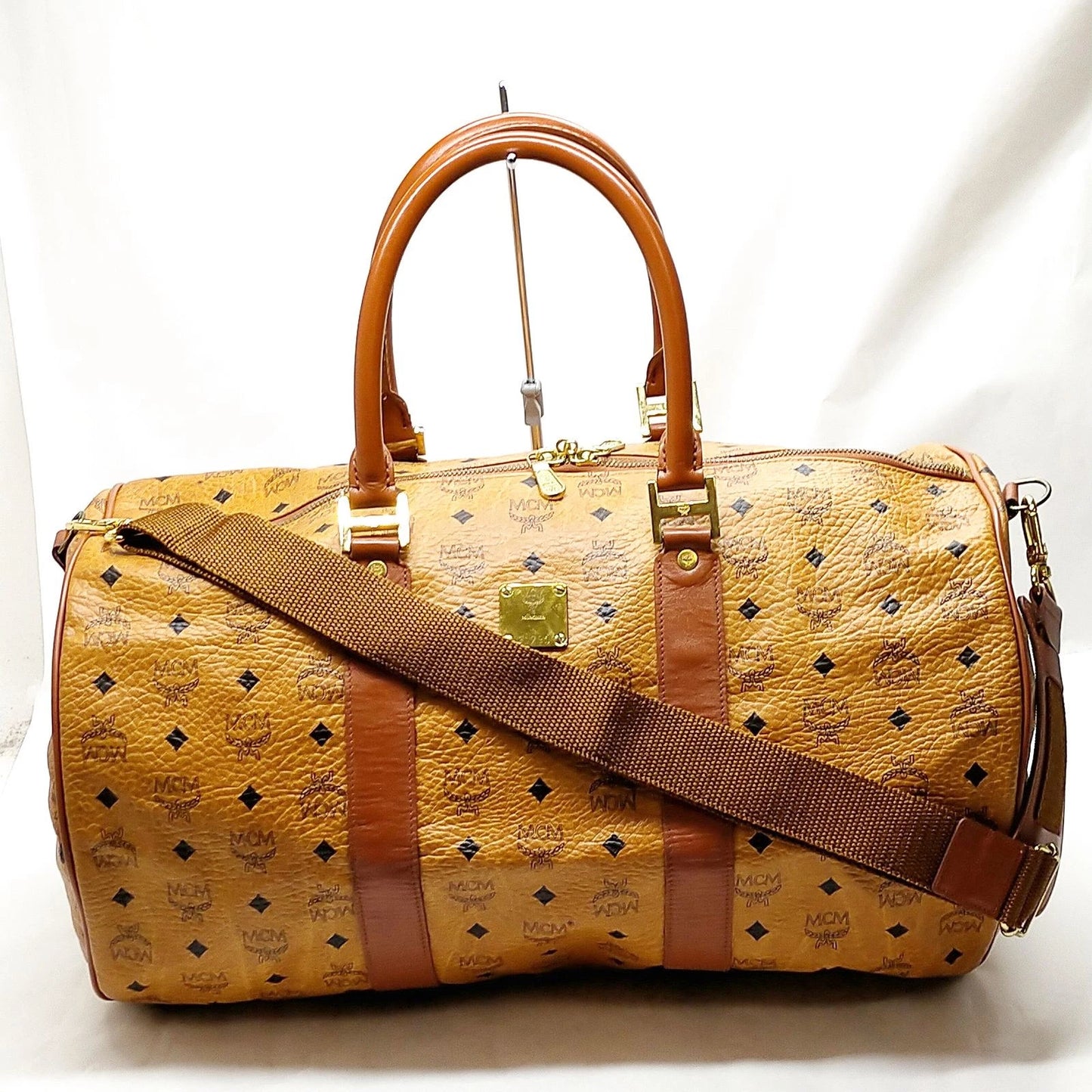 Original/Auth MCM - Vintage Visetos Boston Bag 50 - Monogramm Canvas mit Leder