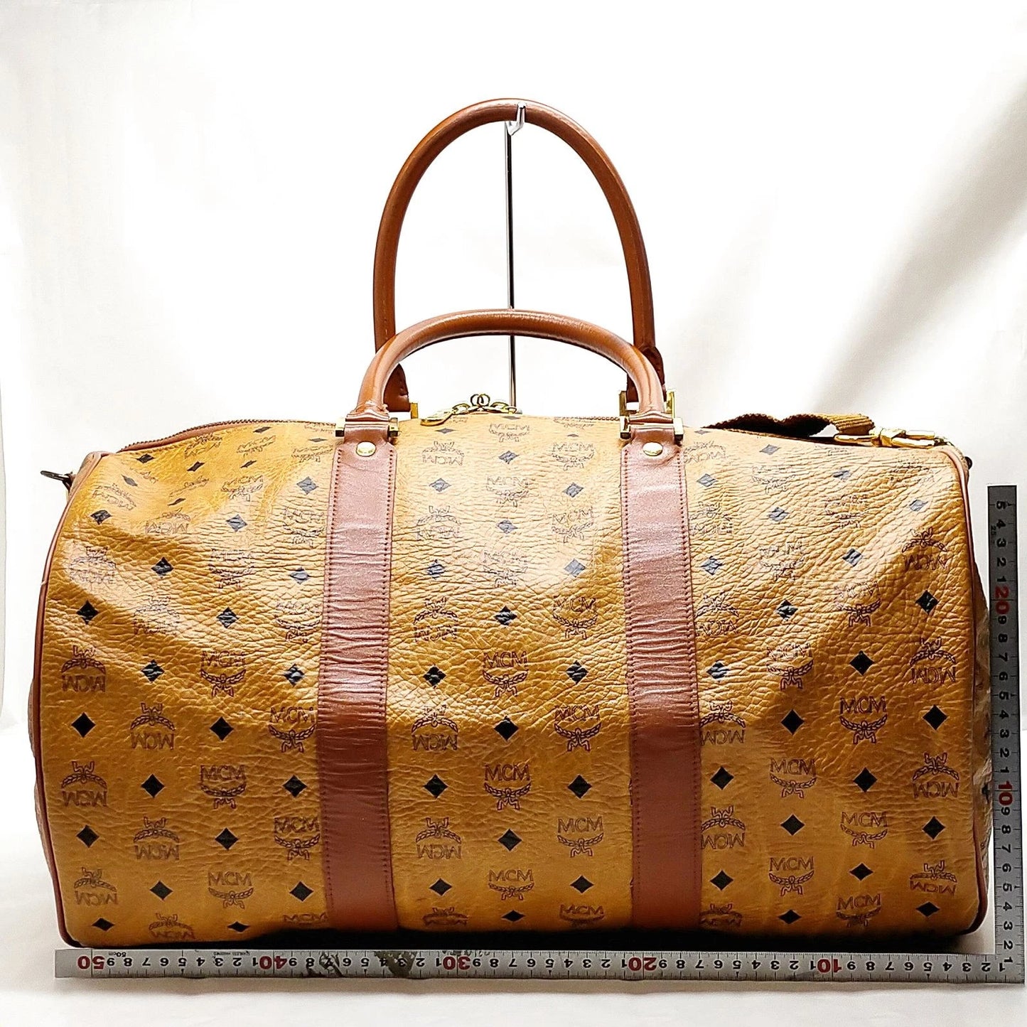 Original/Auth MCM - Vintage Visetos Boston Bag 50 - Monogramm Canvas mit Leder