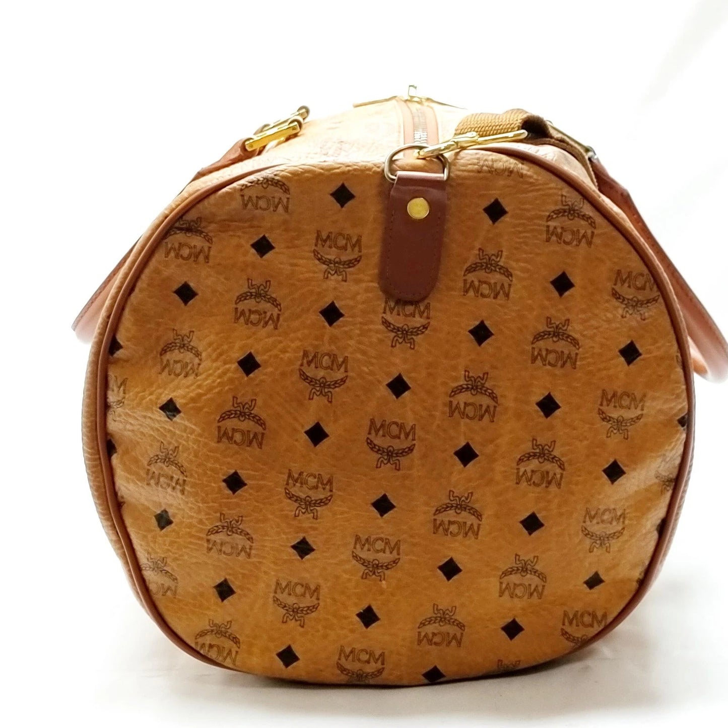 Original/Auth MCM - Vintage Visetos Boston Bag 50 - Monogramm Canvas mit Leder