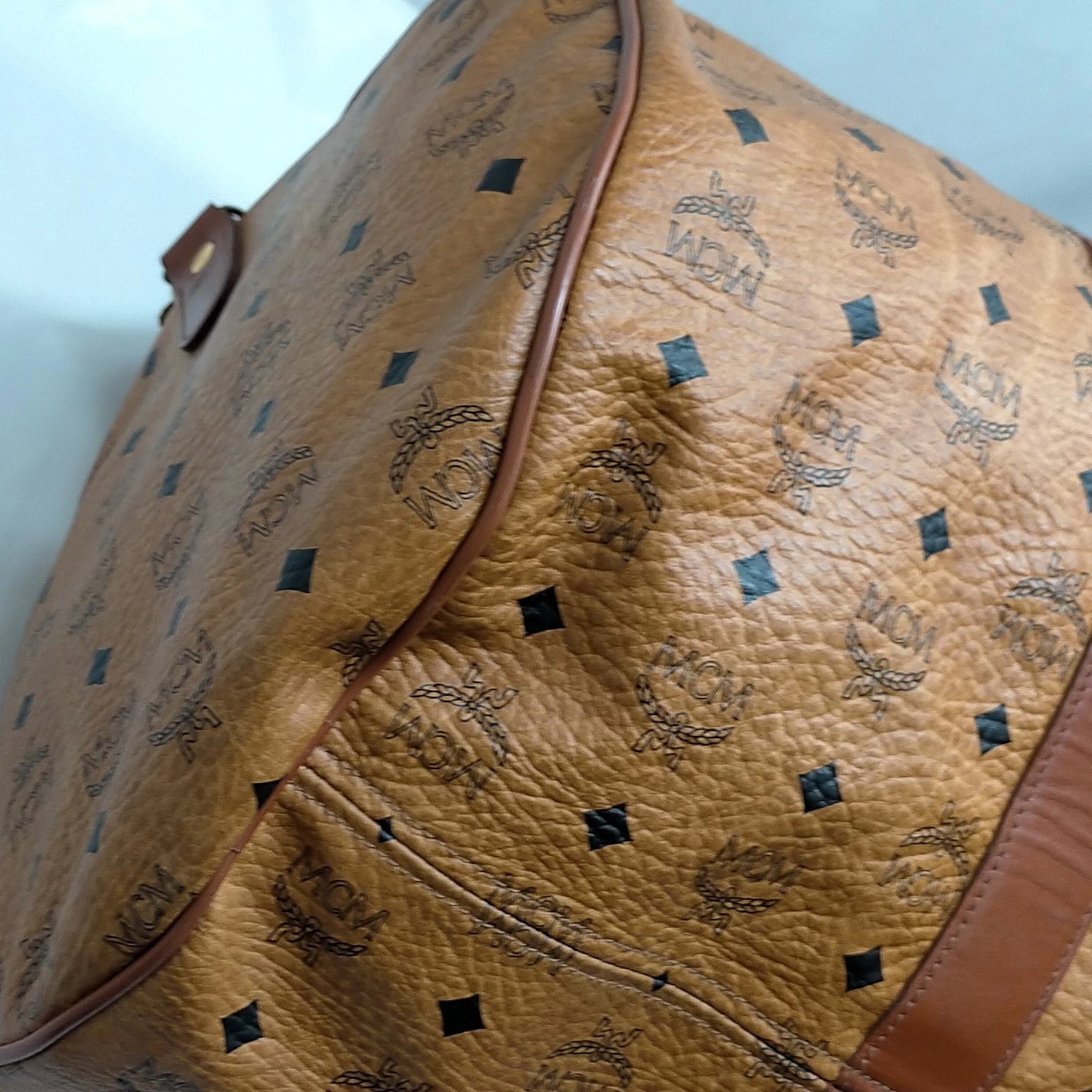 Original/Auth MCM - Vintage Visetos Boston Bag 50 - Monogramm Canvas mit Leder