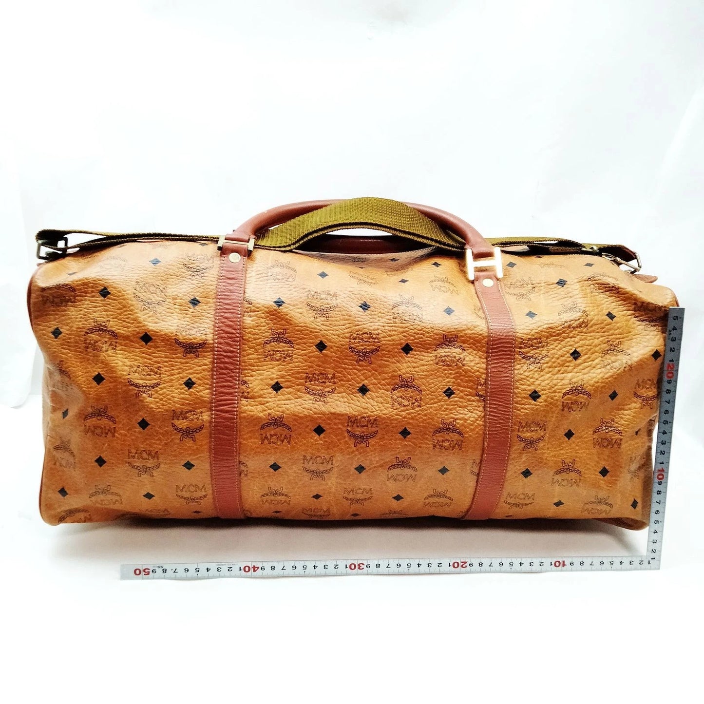 Original/Auth MCM - Vintage Visetos Boston Bag 60 - Monogramm Canvas mit Leder