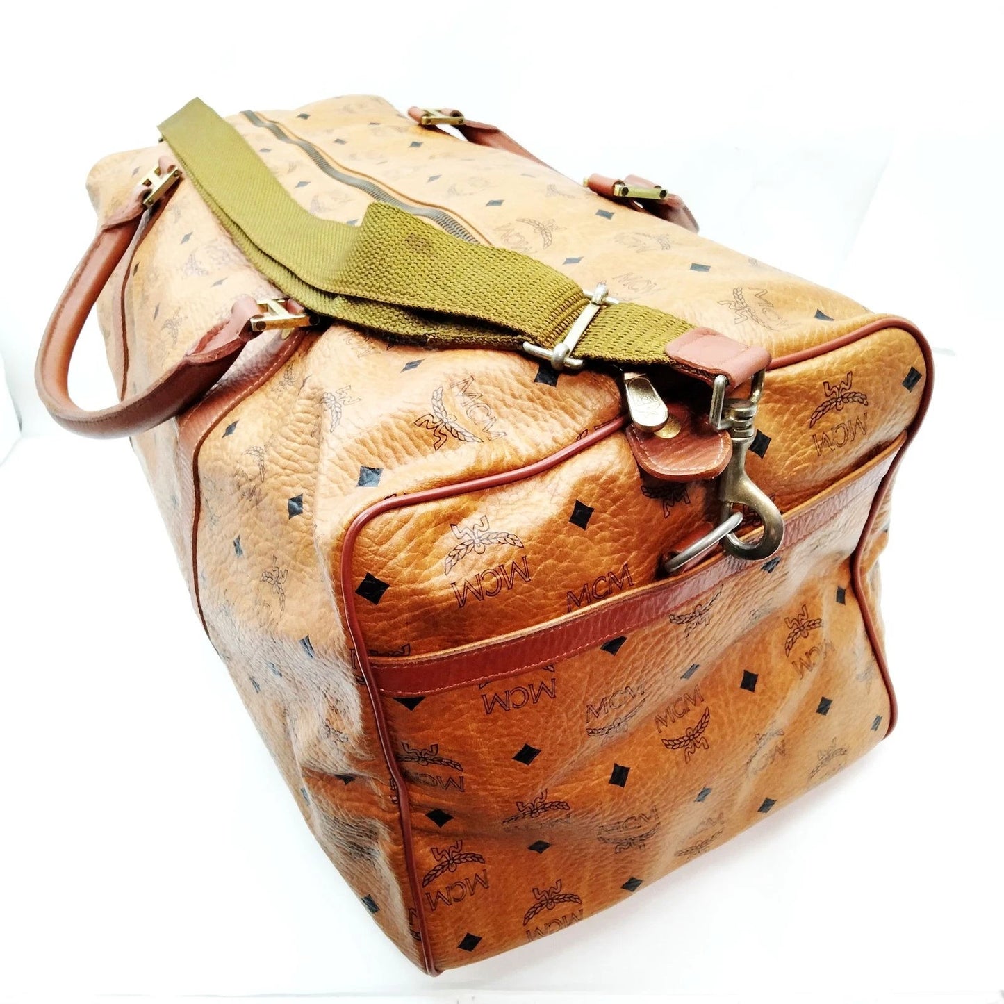 Original/Auth MCM - Vintage Visetos Boston Bag 60 - Monogramm Canvas mit Leder