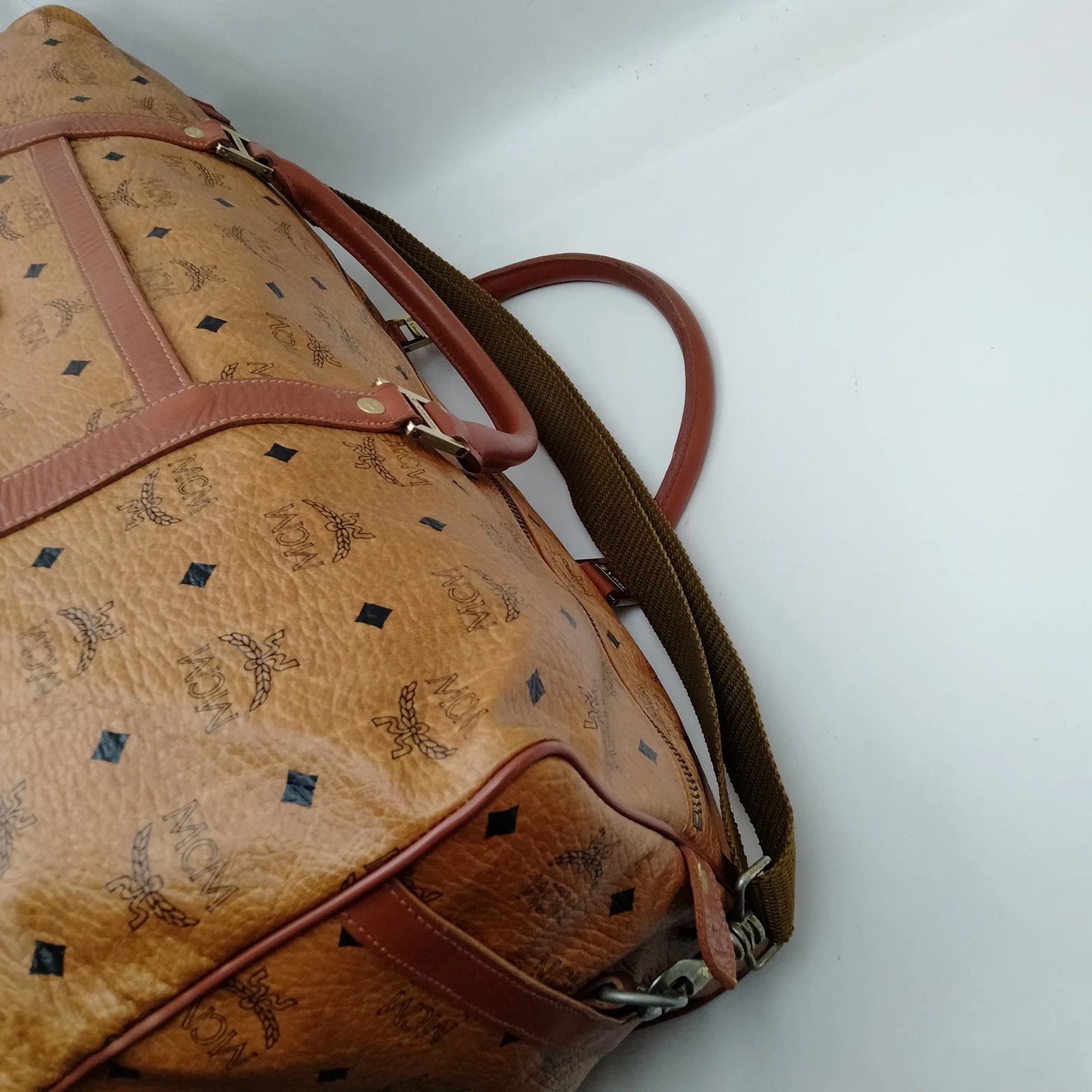 Original/Auth MCM - Vintage Visetos Boston Bag 60 - Monogramm Canvas mit Leder