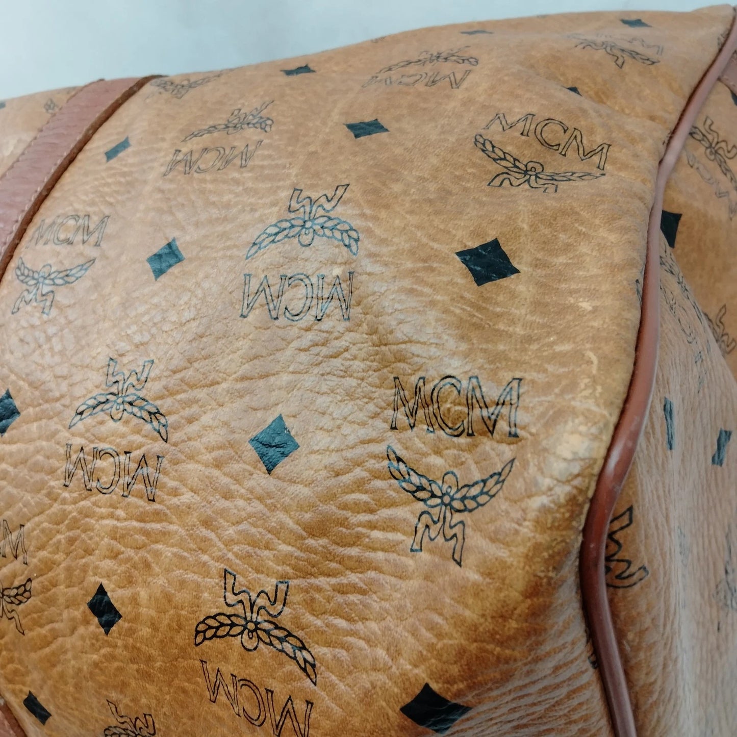 Original/Auth MCM - Vintage Visetos Boston Bag 60 - Monogramm Canvas mit Leder