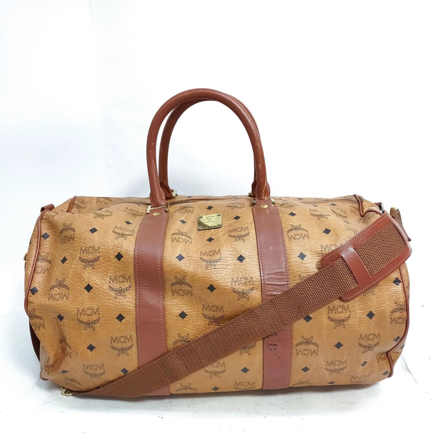 Original/Auth MCM - Vintage Visetos Boston Bag 50 - Monogramm Canvas mit Leder