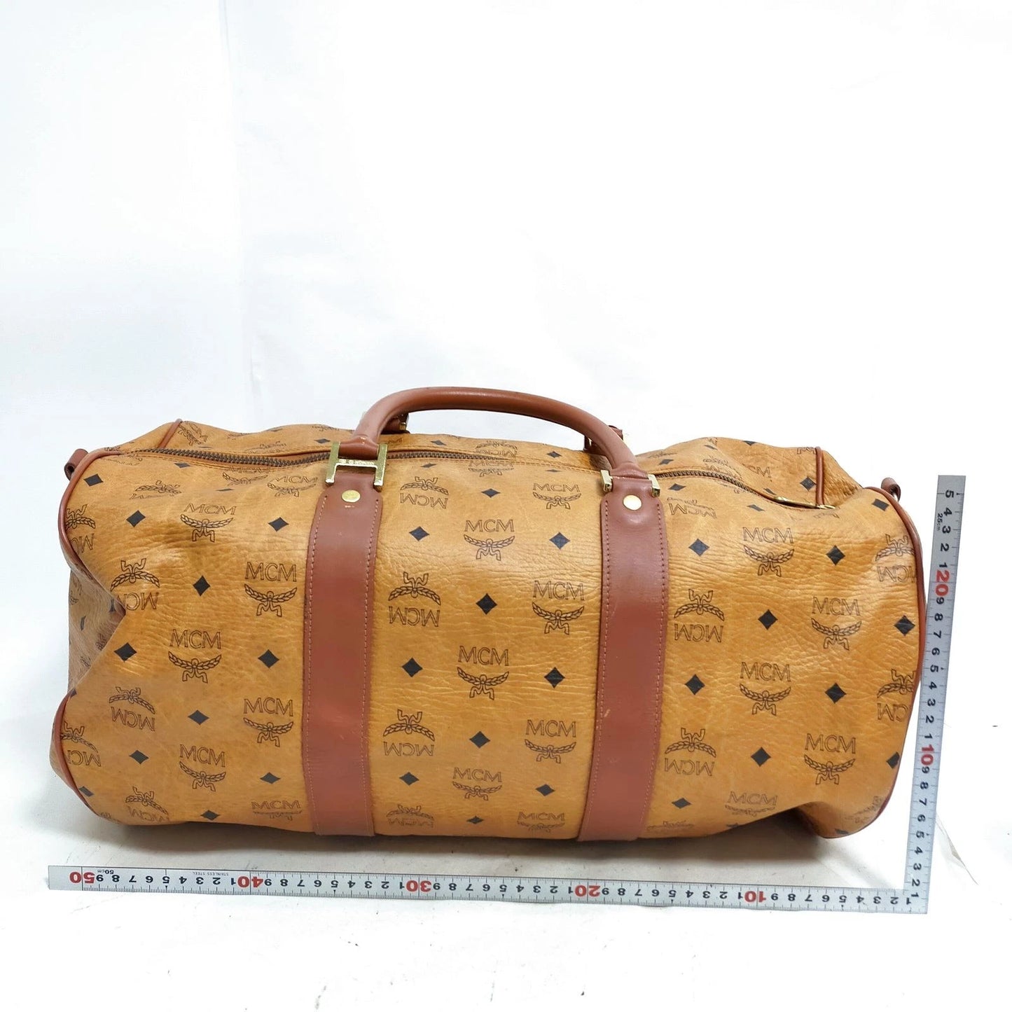 Original/Auth MCM - Vintage Visetos Boston Bag 50 - Monogramm Canvas mit Leder