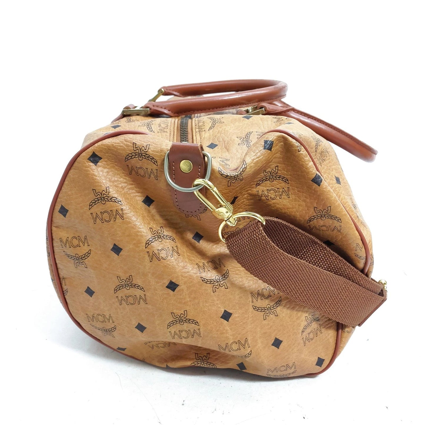 Original/Auth MCM - Vintage Visetos Boston Bag 50 - Monogramm Canvas mit Leder