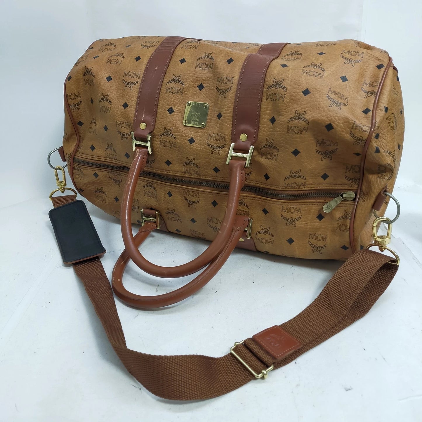 Original/Auth MCM - Vintage Visetos Boston Bag 50 - Monogramm Canvas mit Leder