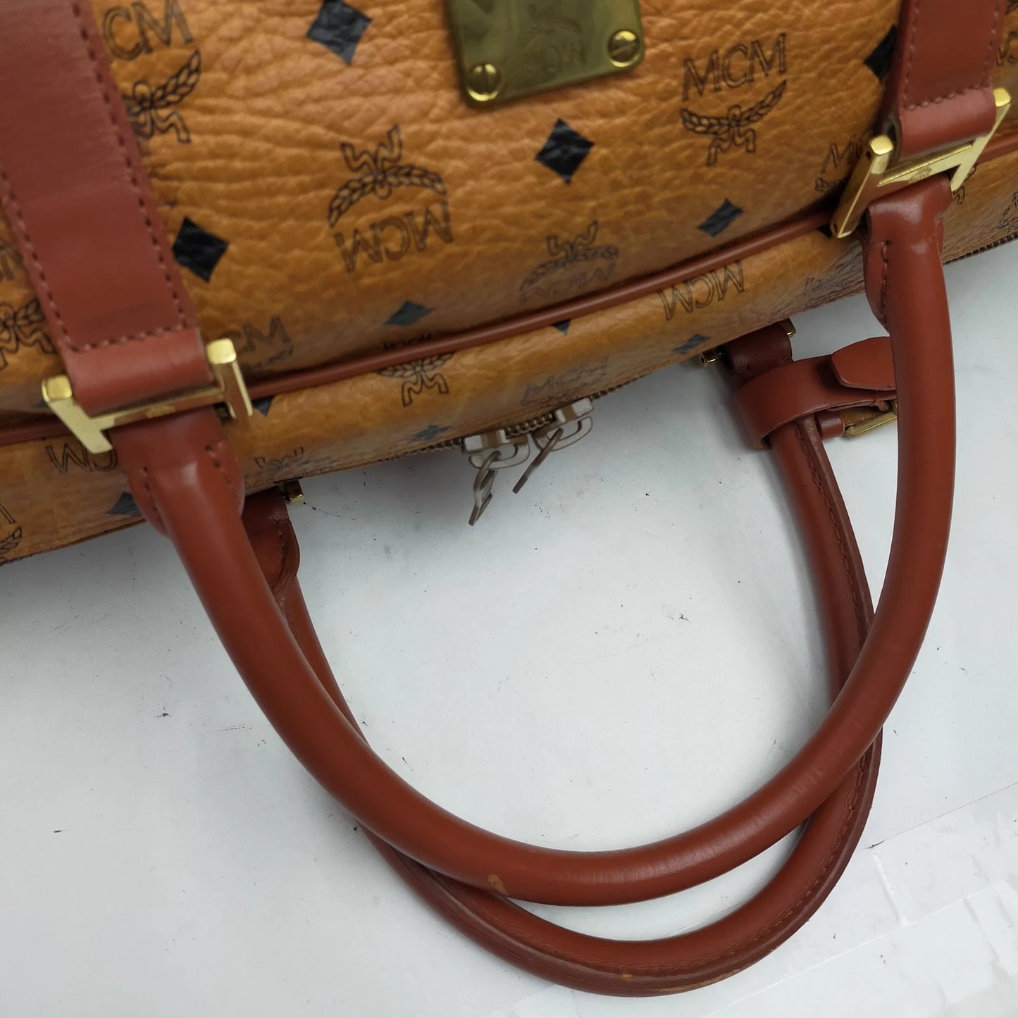 Original/Auth MCM - Vintage Boston Bag 55 - Monogramm Canvas mit Leder