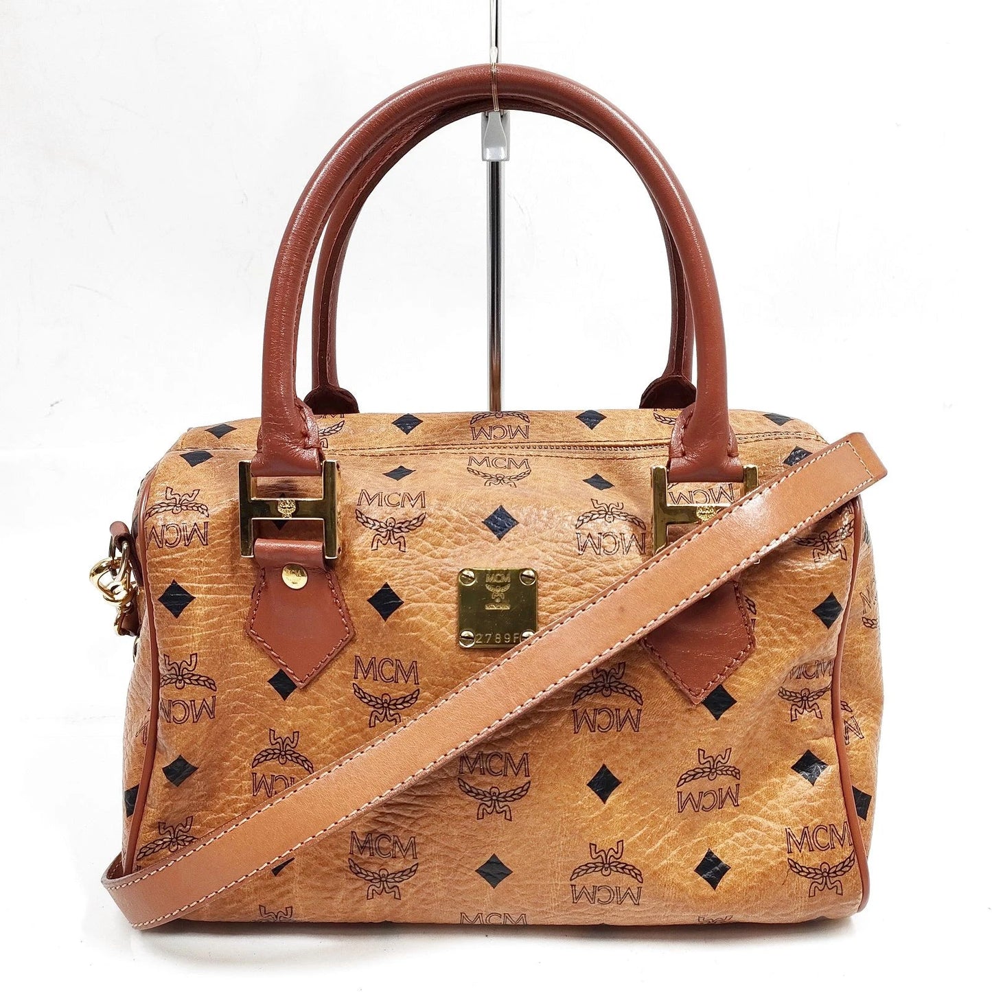 Original/Auth MCM - Vintage Visetos Boston Bag 25 - Monogramm Canvas mit Leder