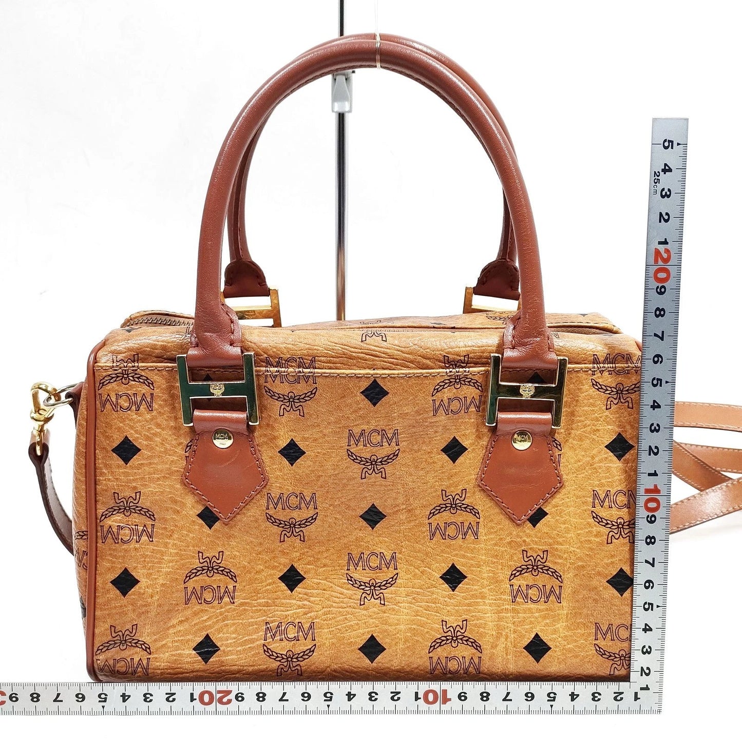 Original/Auth MCM - Vintage Visetos Boston Bag 25 - Monogramm Canvas mit Leder