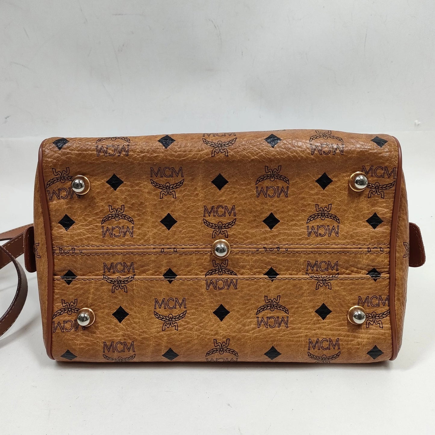 Original/Auth MCM - Vintage Visetos Boston Bag 25 - Monogramm Canvas mit Leder