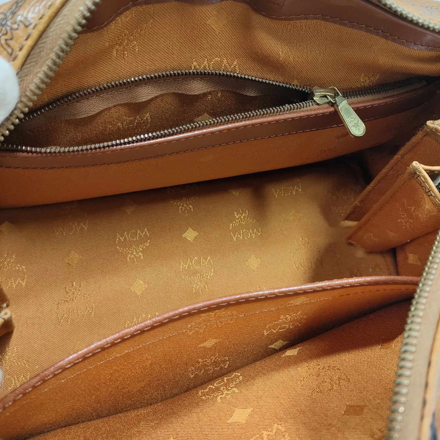 Original/Auth MCM - Vintage Visetos Boston Bag 25 - Monogramm Canvas mit Leder