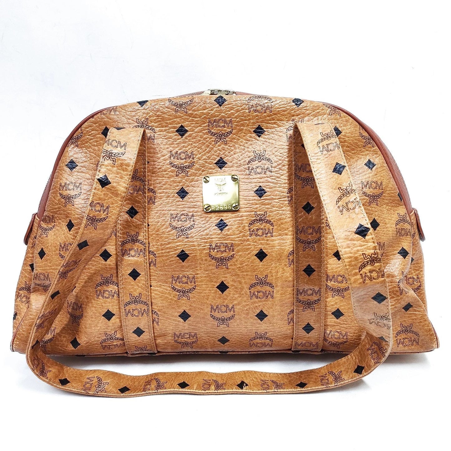 Original/Auth MCM - Vintage Visetos Bowling Tasche - Monogramm Canvas mit Leder