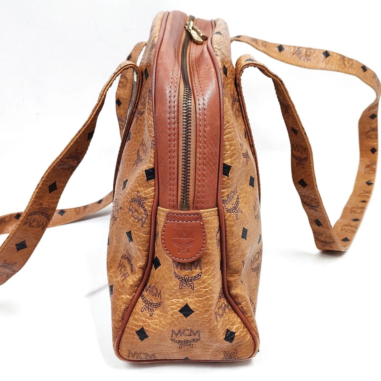 Original/Auth MCM - Vintage Visetos Bowling Tasche - Monogramm Canvas mit Leder