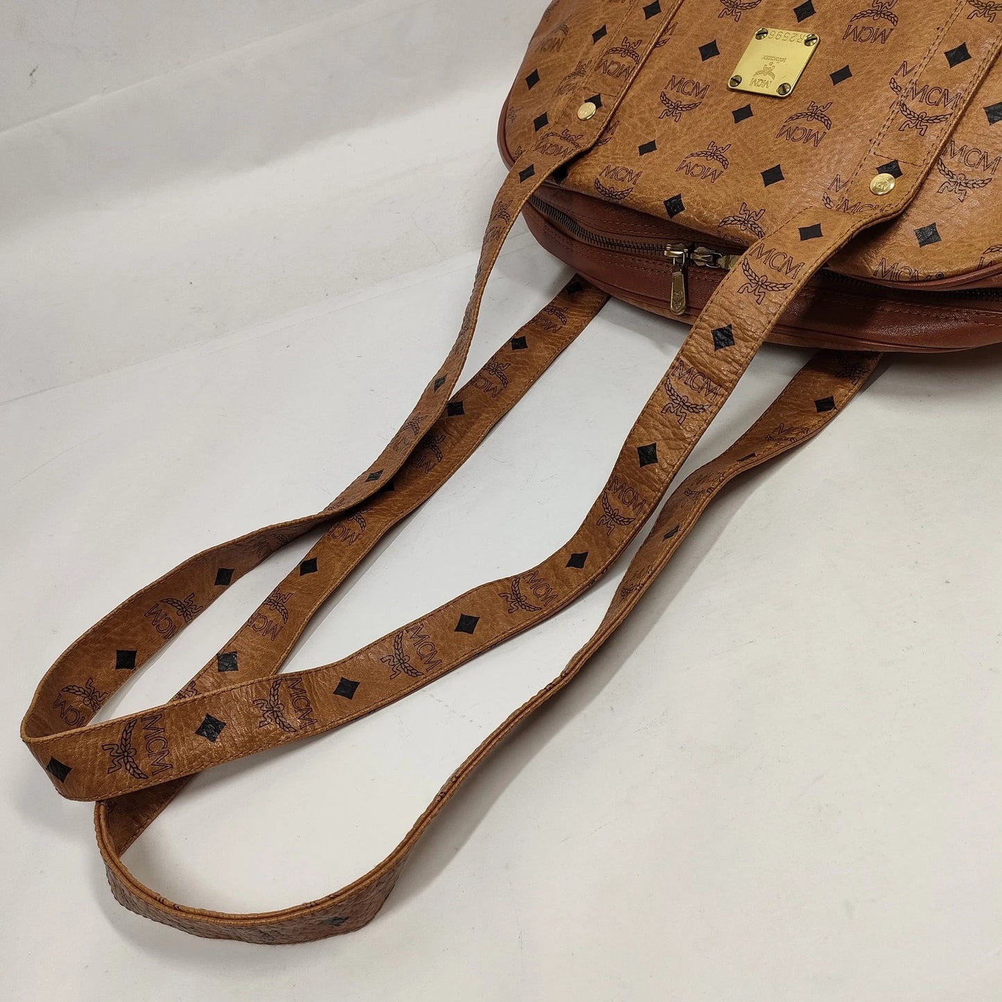 Original/Auth MCM - Vintage Visetos Bowling Tasche - Monogramm Canvas mit Leder