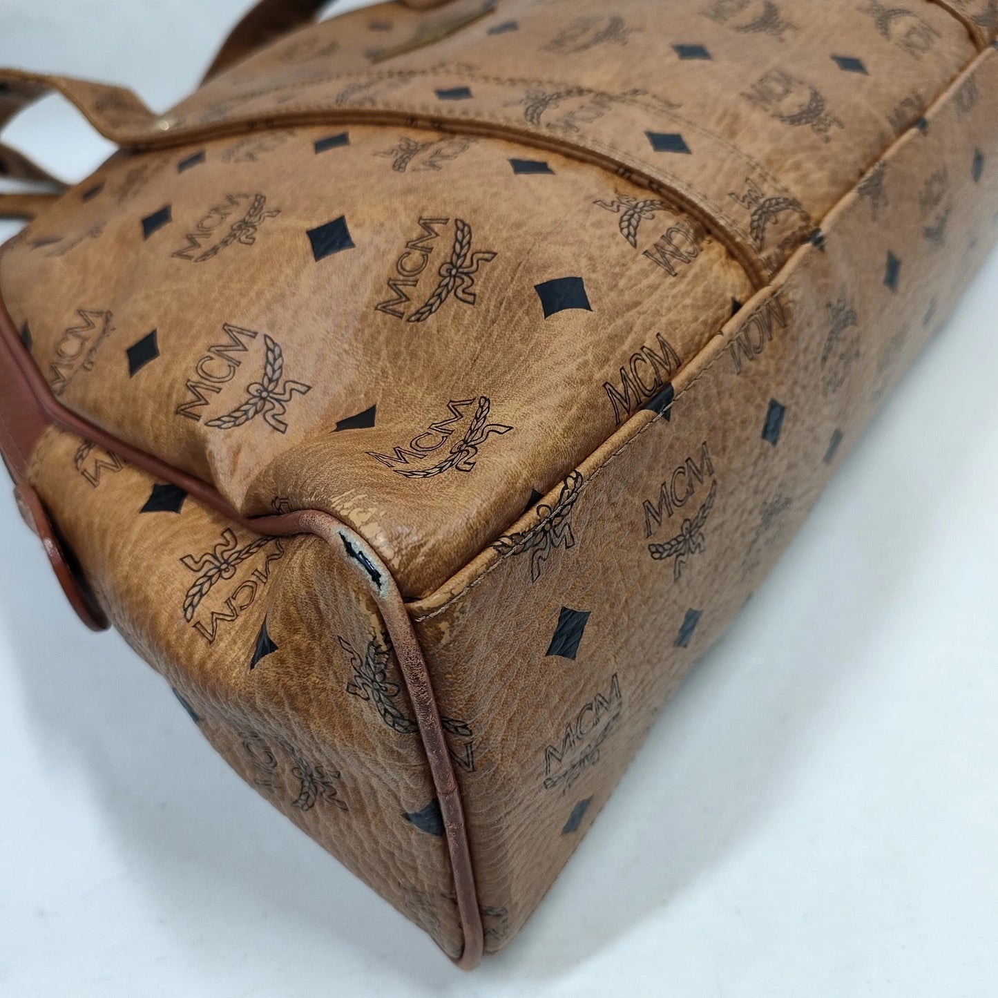 Original/Auth MCM - Vintage Visetos Bowling Tasche - Monogramm Canvas mit Leder