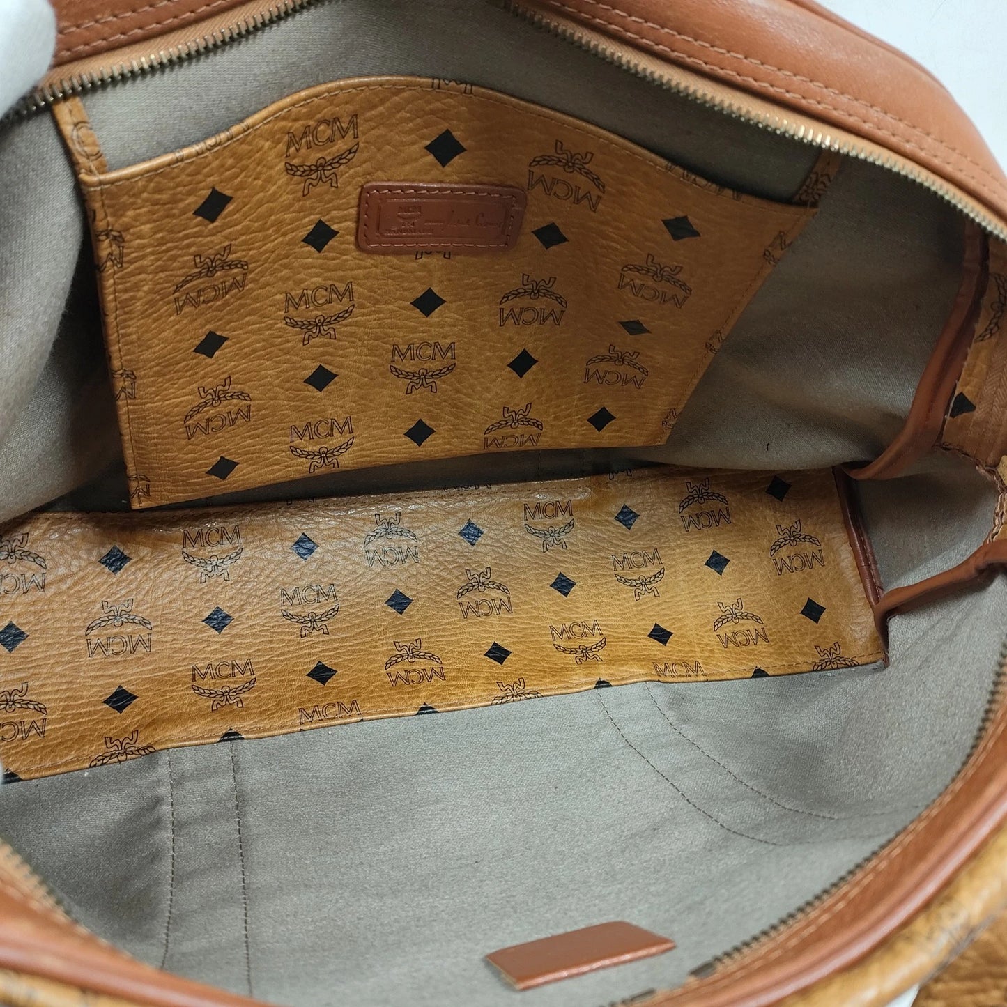 Original/Auth MCM - Vintage Visetos Bowling Tasche - Monogramm Canvas mit Leder