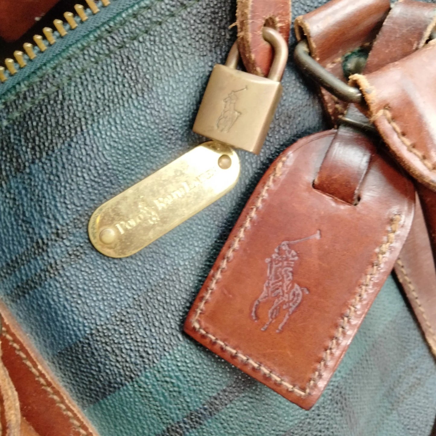 Original/Auth Polo Ralph Lauren - Vintage Boston Bag - Canvas mit Leder