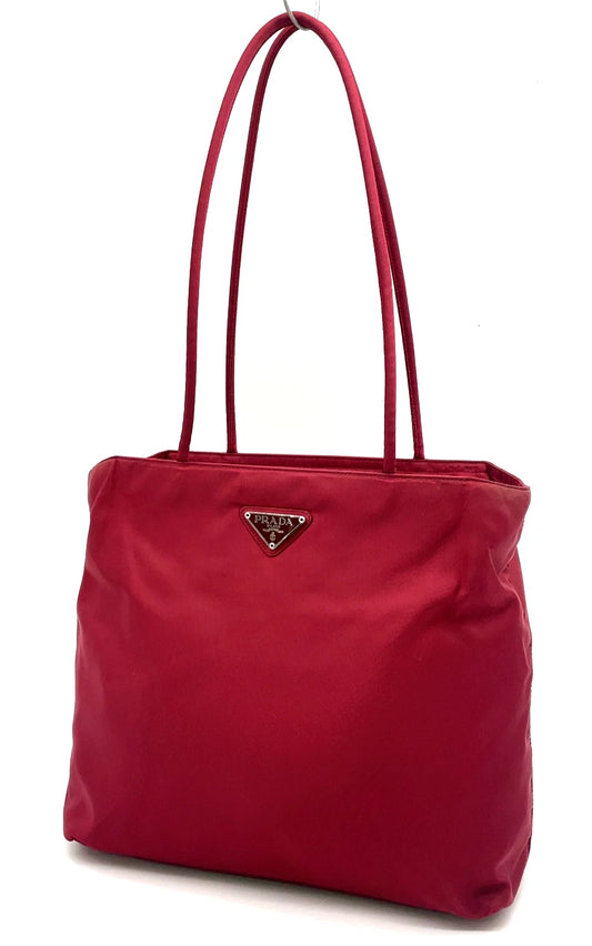 Original/Auth Prada - Tessuto Schultertasche - Klassisch - Nylon - Beere