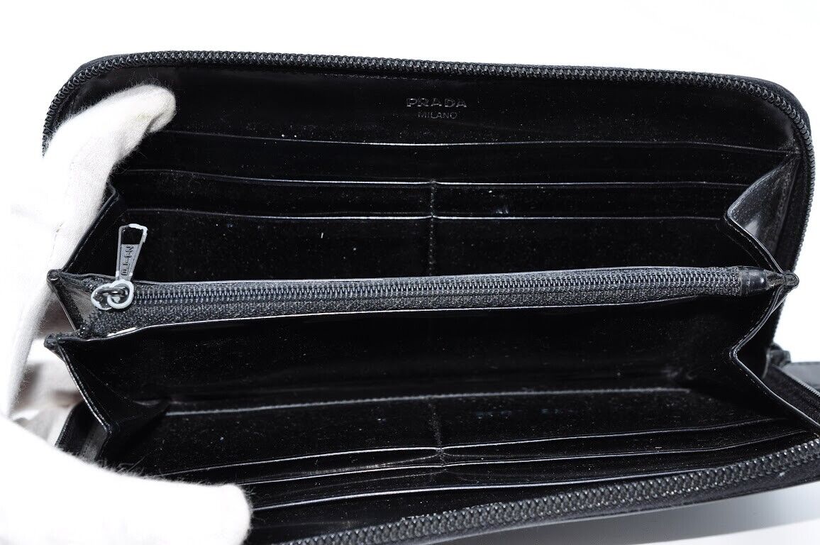 Original/Auth Prada - Geldbörse / Wallet - Klassisch - Leder - Schwarz